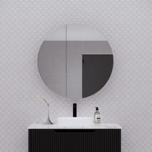 Paris Round Matte Black Shaving Cabinet 800 * 800